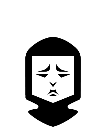 Ícone de uma cabeça triste com uma cruz dentro de um círculo, simbolizando luto ou condenação.