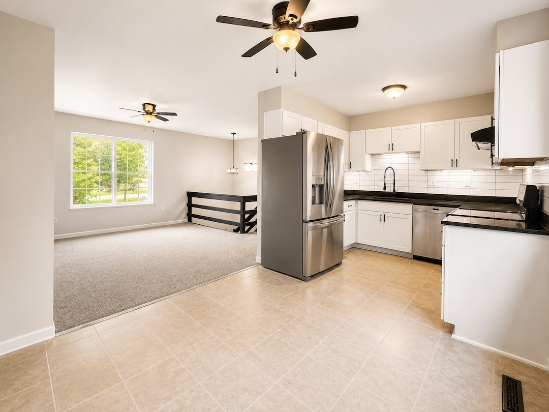 Updated kitchen inside a Little Hocking Ohio home purchased and renovated by Quick Key Properties.