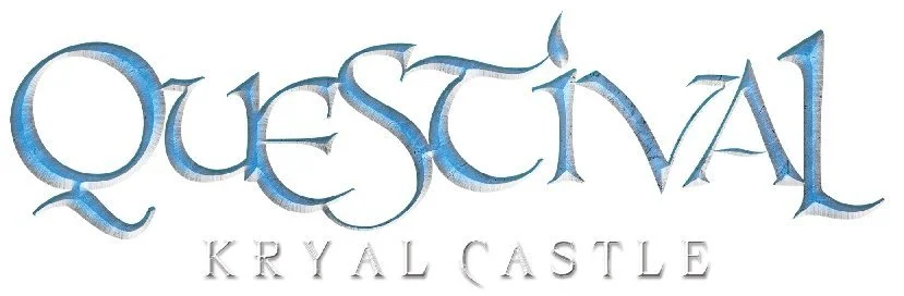The logo for Questival at Kryal Castle with stylized blue text.