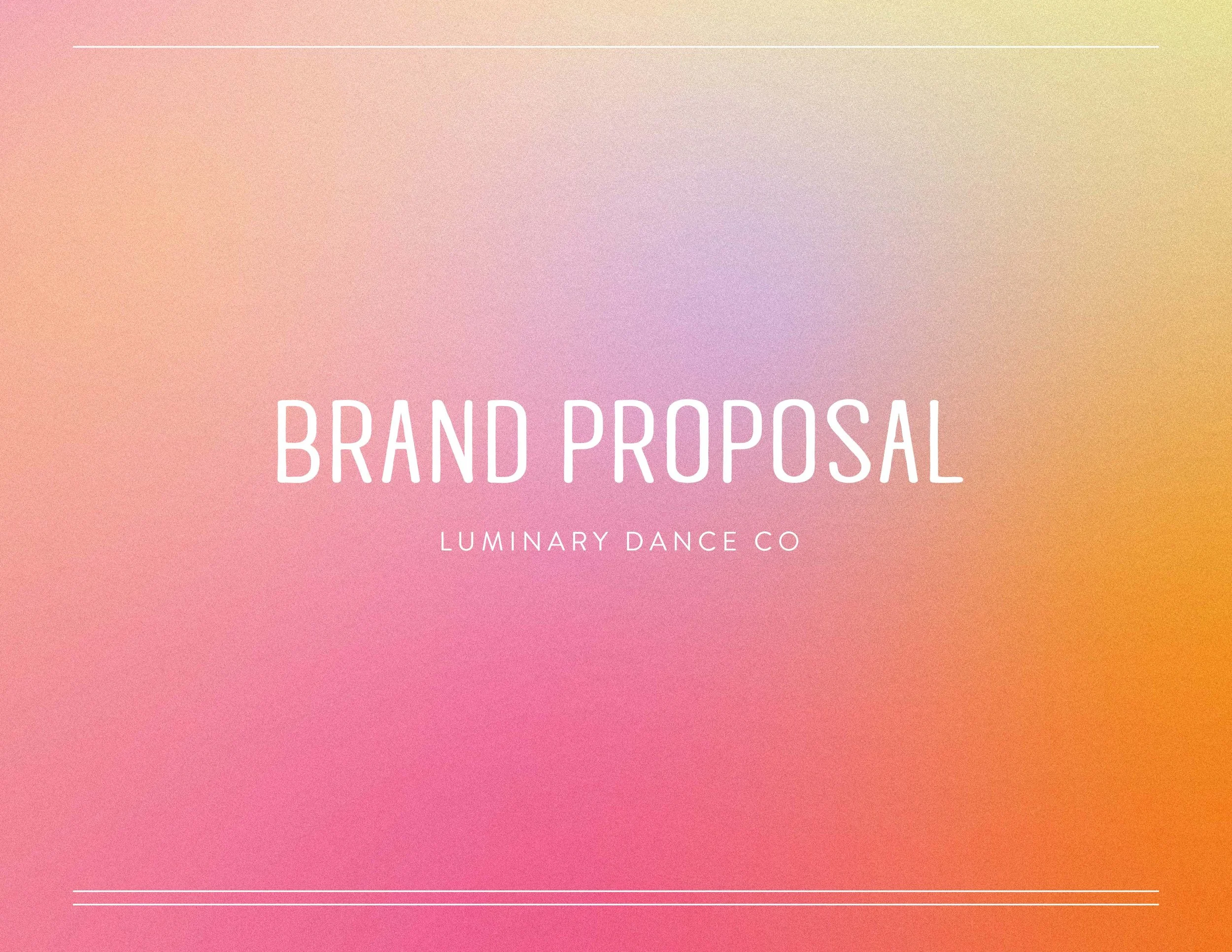 Luminary Dance Co. brand identity featuring a colorful gradient, custom logo and playful typography.