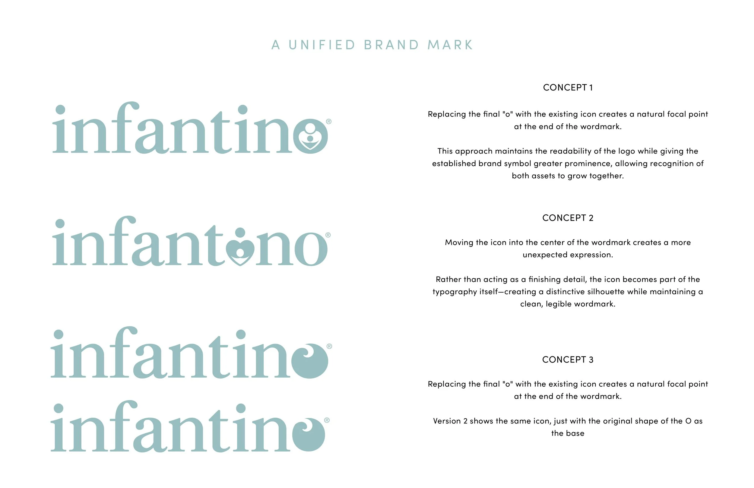 Infantino logo design concepts and brand identity exploration.