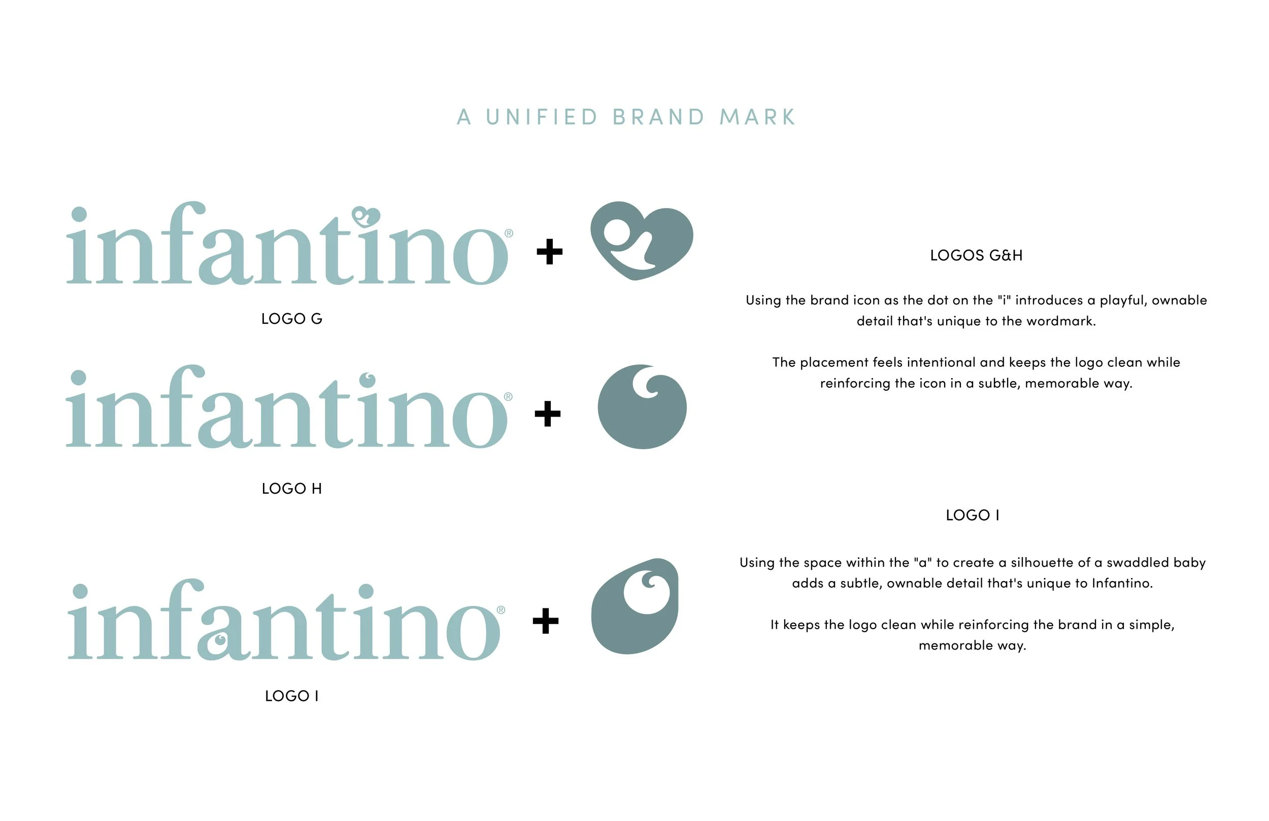 Infantino logo variations and visual identity system exploration.