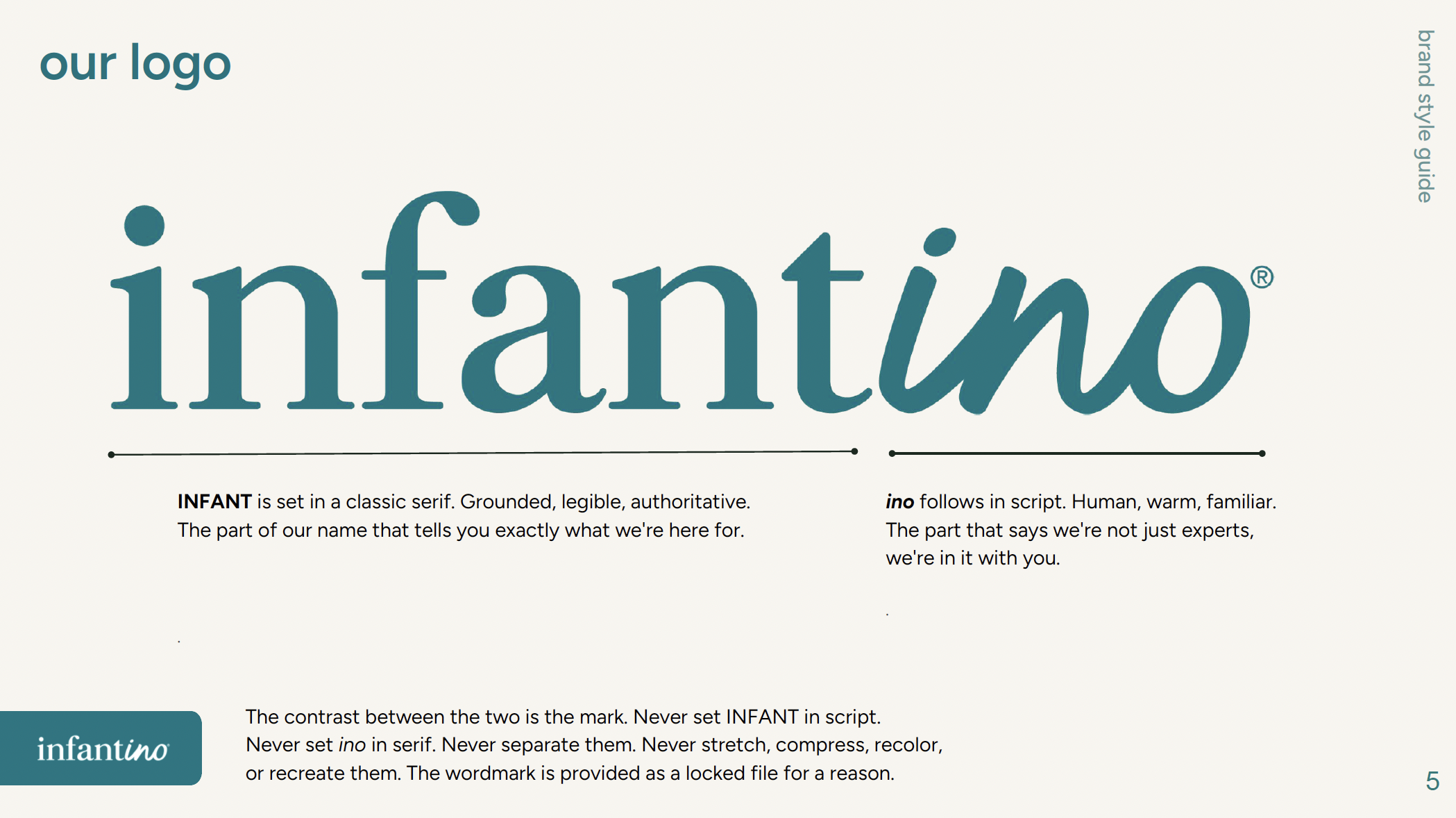 Infantino brand identity and typography system featuring custom logo design, type treatments, and visual brand guidelines.