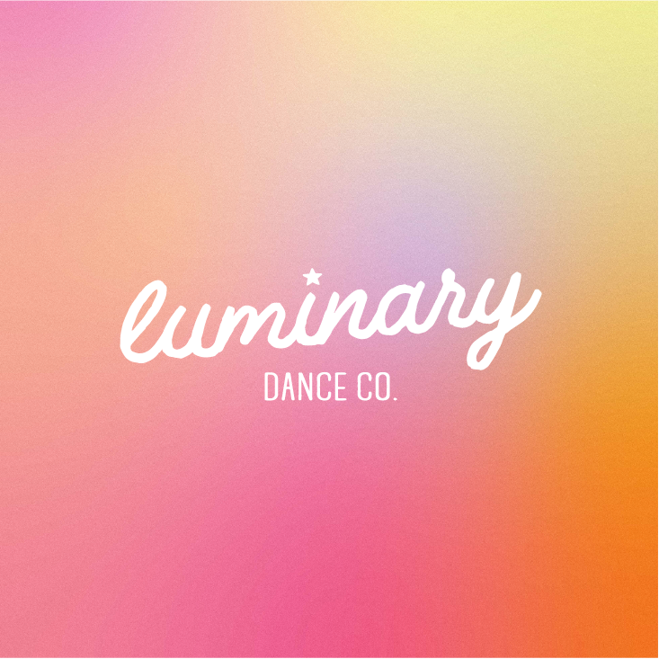 Luminary Dance Co. brand identity featuring custom typography and a colorful gradient visual system for a dance studio.