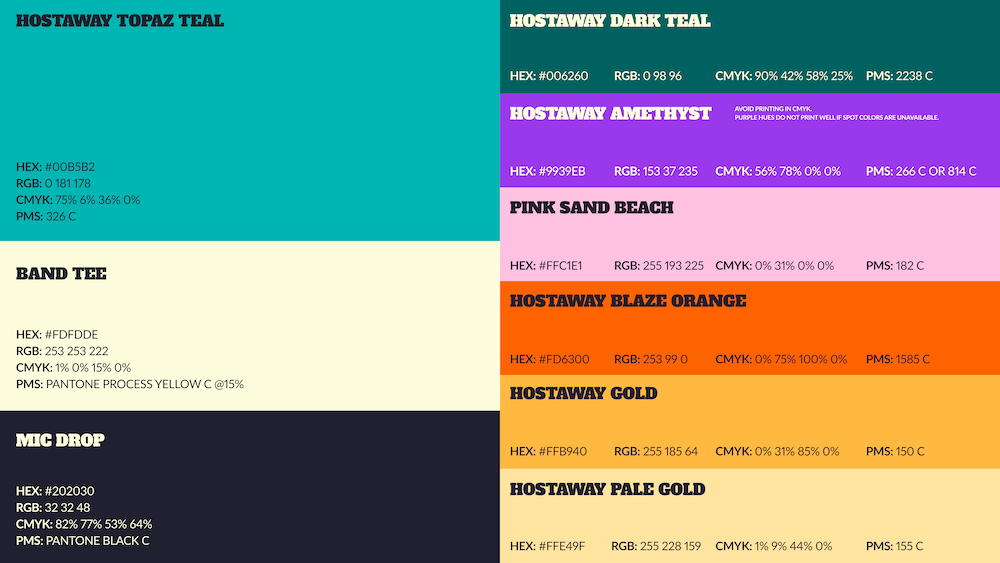 Hostaway Backstage color palette and visual identity system.