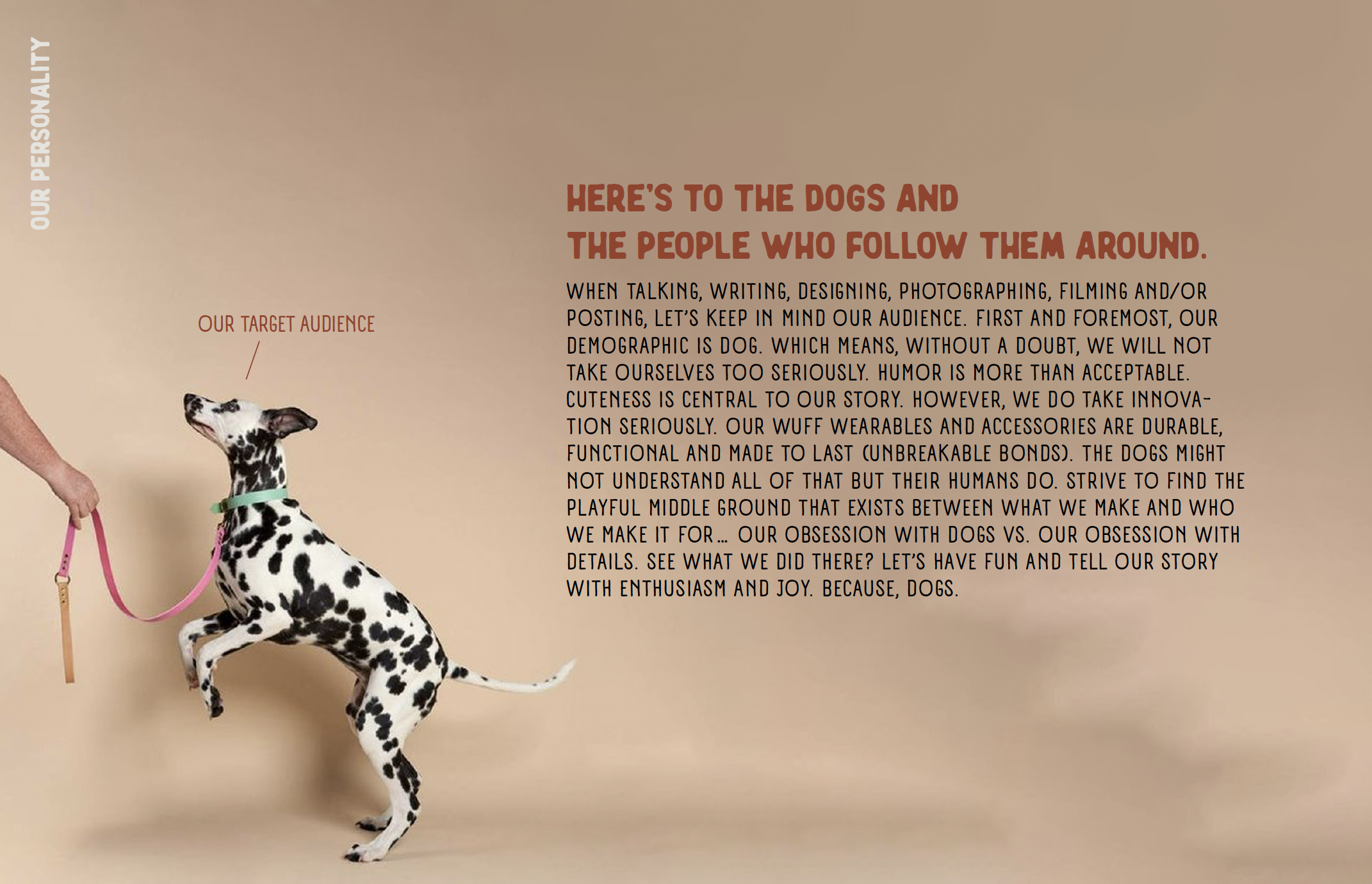 Gentle Wuff brand personality presentation featuring playful puppy photography, custom typography and the brand's warm visual identity.