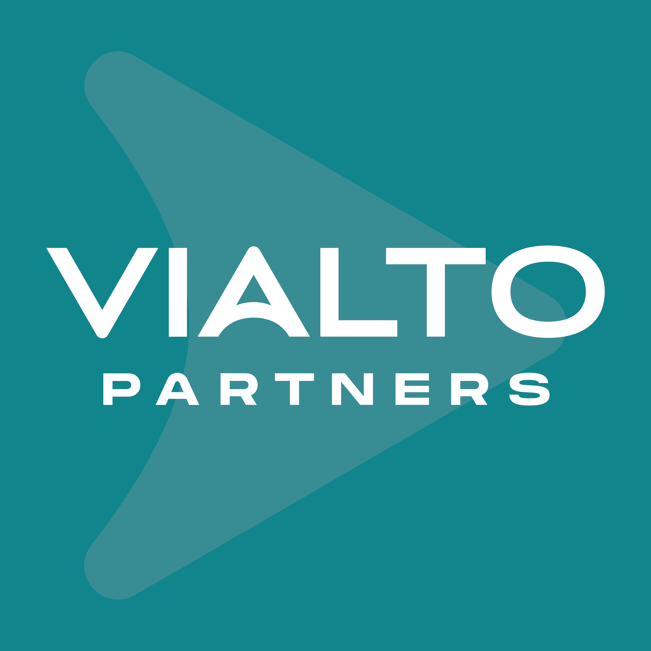 VIALTO Partners logo with a teal background and a play button shape in the center.