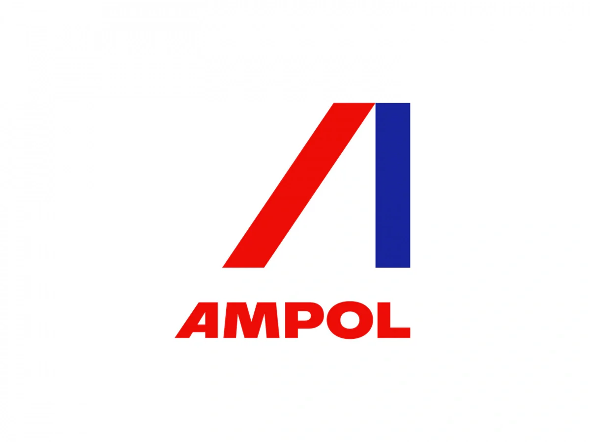 Logo featuring a stylized red and blue 'A' with the word 'AMPOL' in red below.