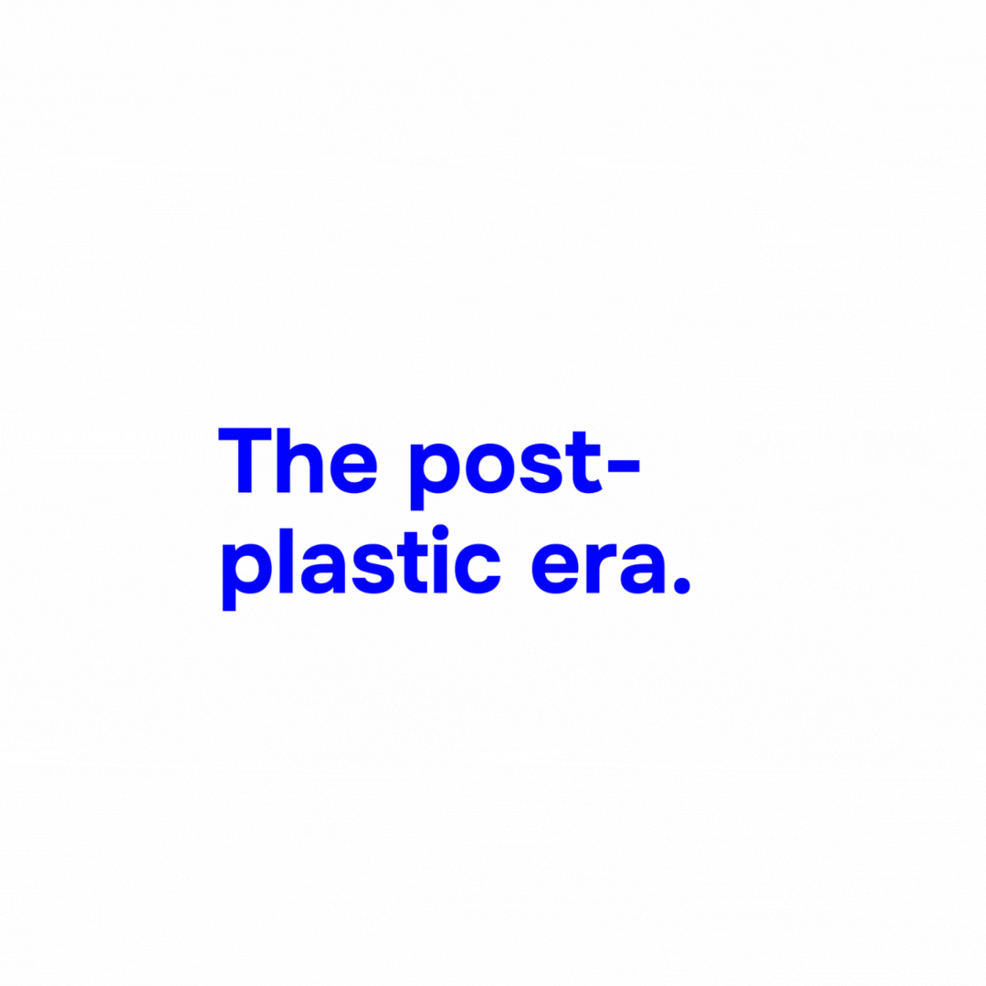 Text on a white background reading 'The post-plastic era' in bold blue font.