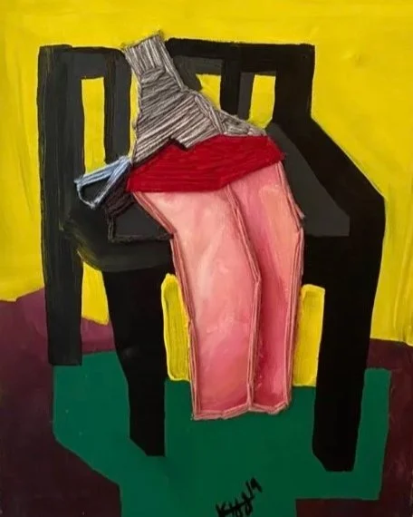 Rested Lesbian, paint, embroidery on canvas, 2018