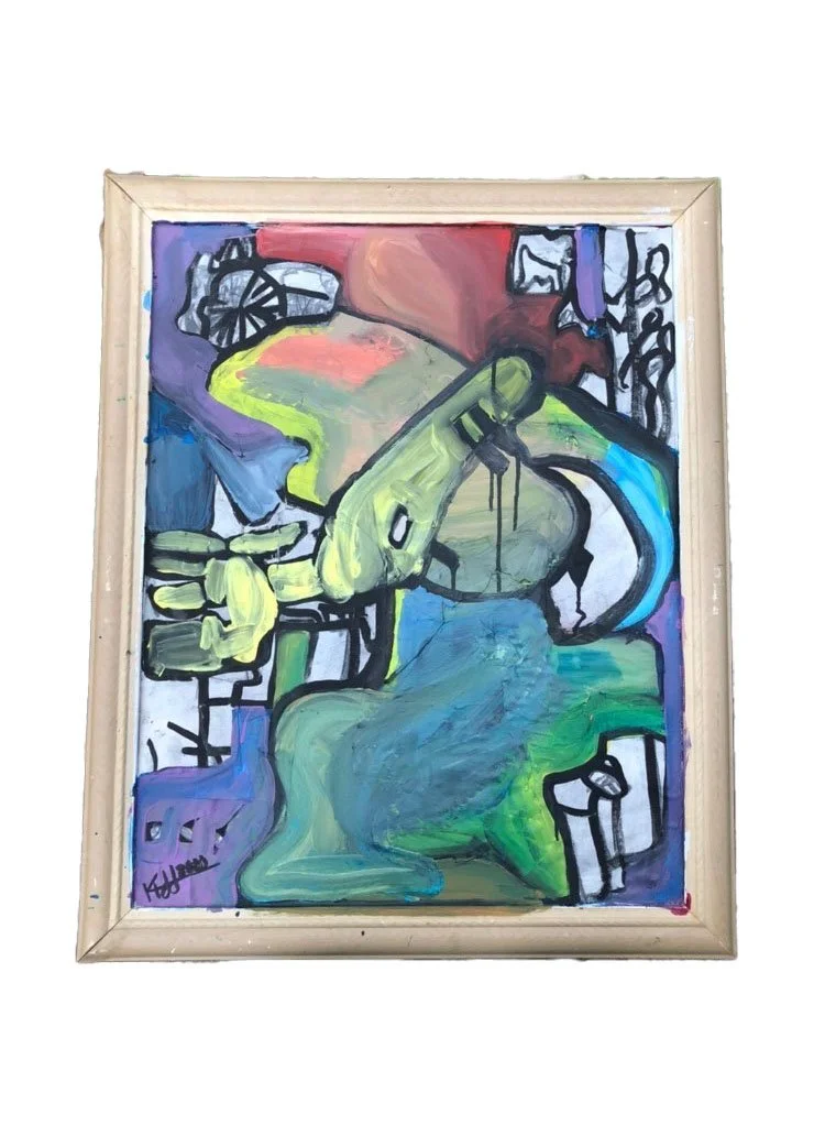 Morph, paint on repurposed canvas, 2018