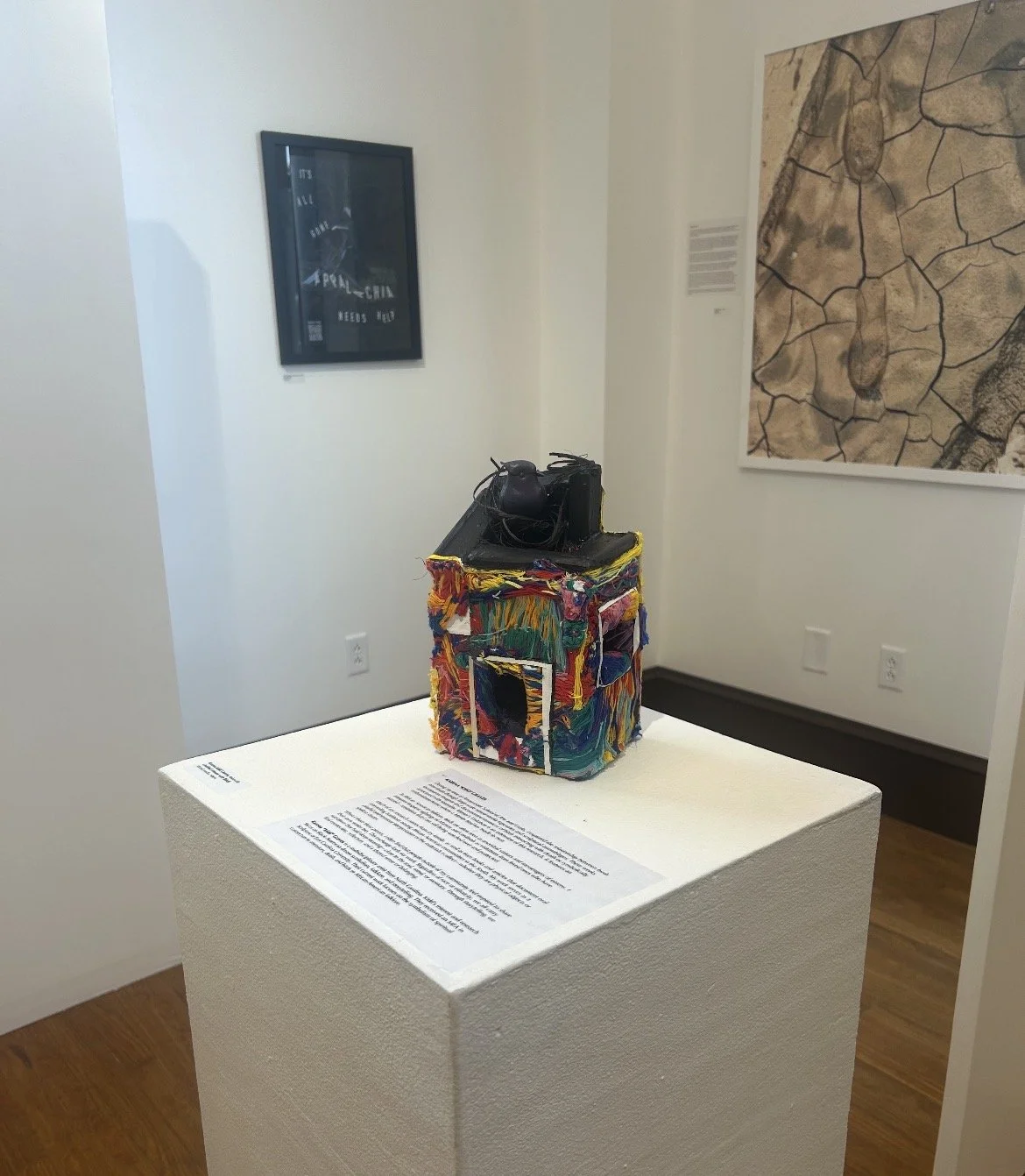 Martins Visitation, 5" x 12" x 6", repurposed materials and birds, embroidered canvas, 2025

(Lovingly: Black, Queer, Interracial Tennessee in Craft, Knoxville, TN)