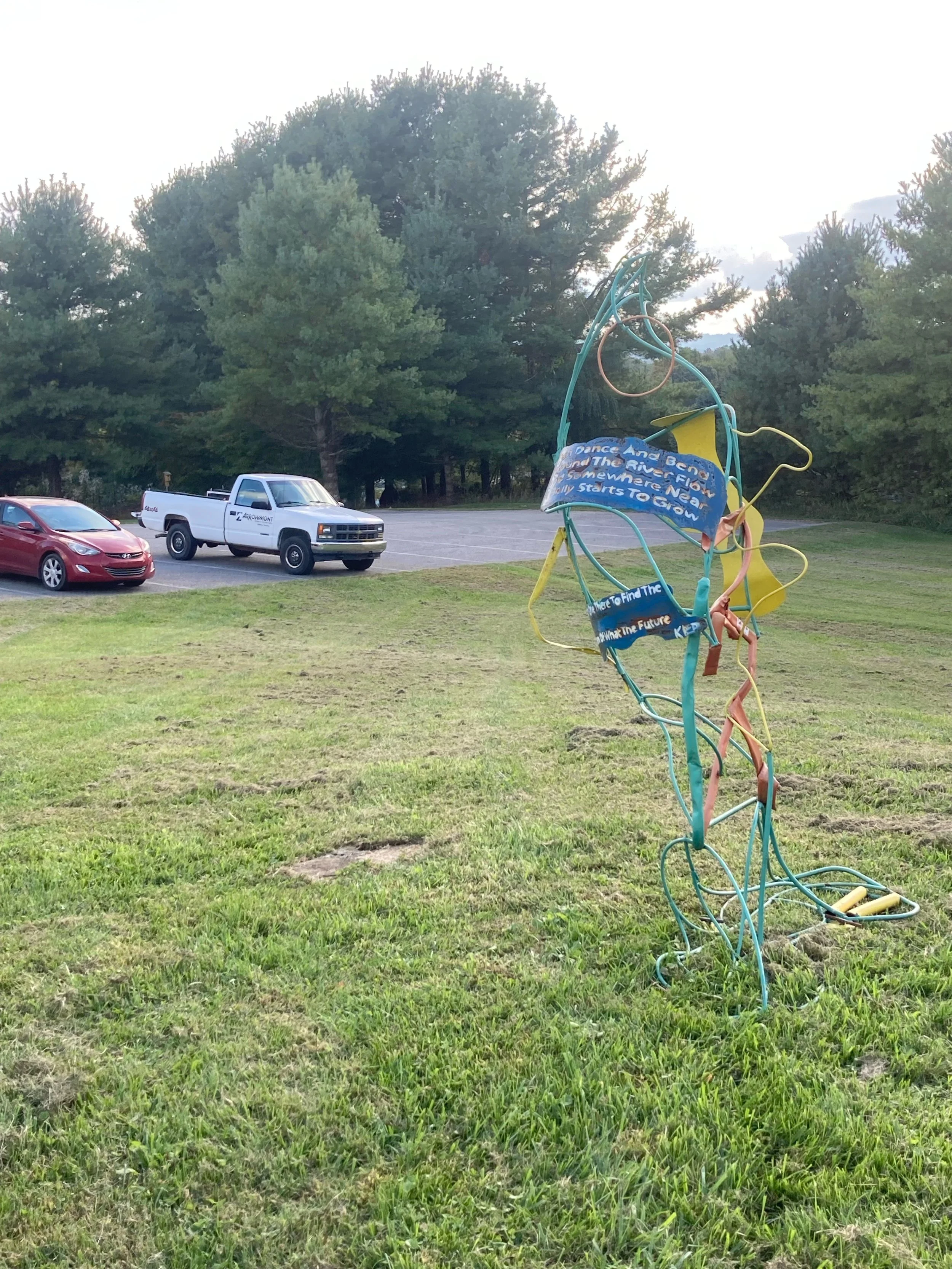 Fishing Dream, repurposed steel, permanent installation at the Floyd Arts Center, Floyd, VA, 2023