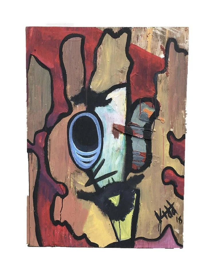 Bean Man, paint on wood, 2018