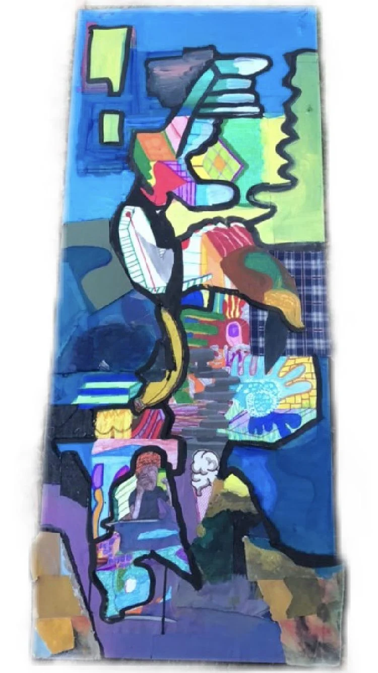 Cascade, mixed media on wood, 2018