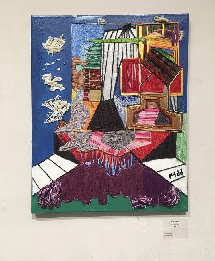 Landscape II, embroidered canvas, paint, 2018