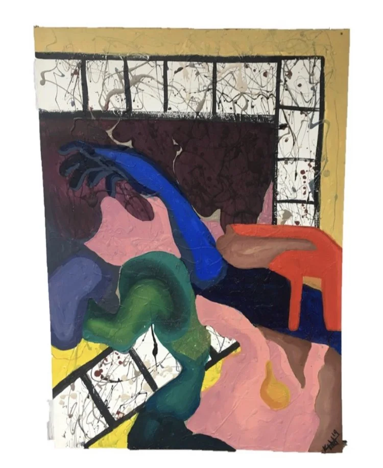 Shrooms and Sidewalks, paint on wood, 2018