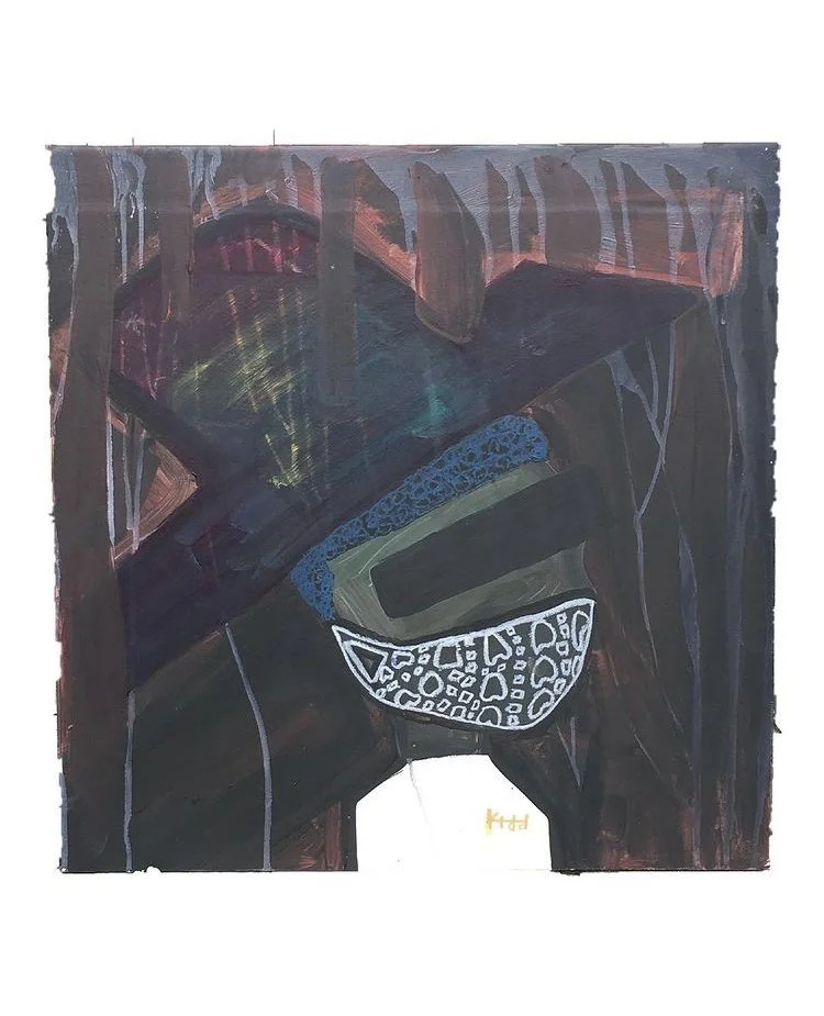 Trap Cowboy, paint on found canvas 2018