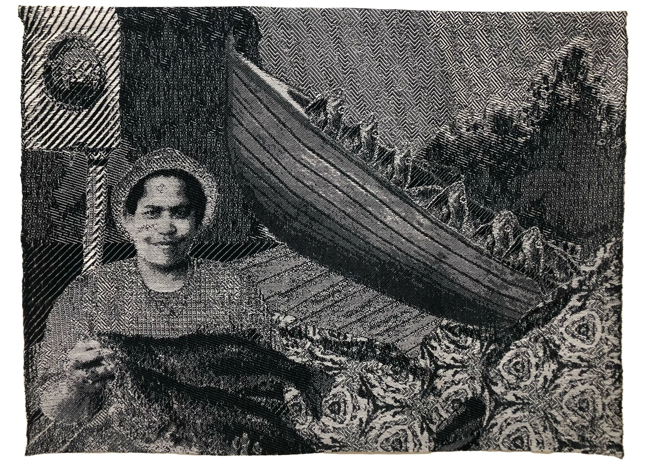 My Grandmothers Fish Dream Catch, 32" x 40", handwoven on TC2 loom, cotton, 2023