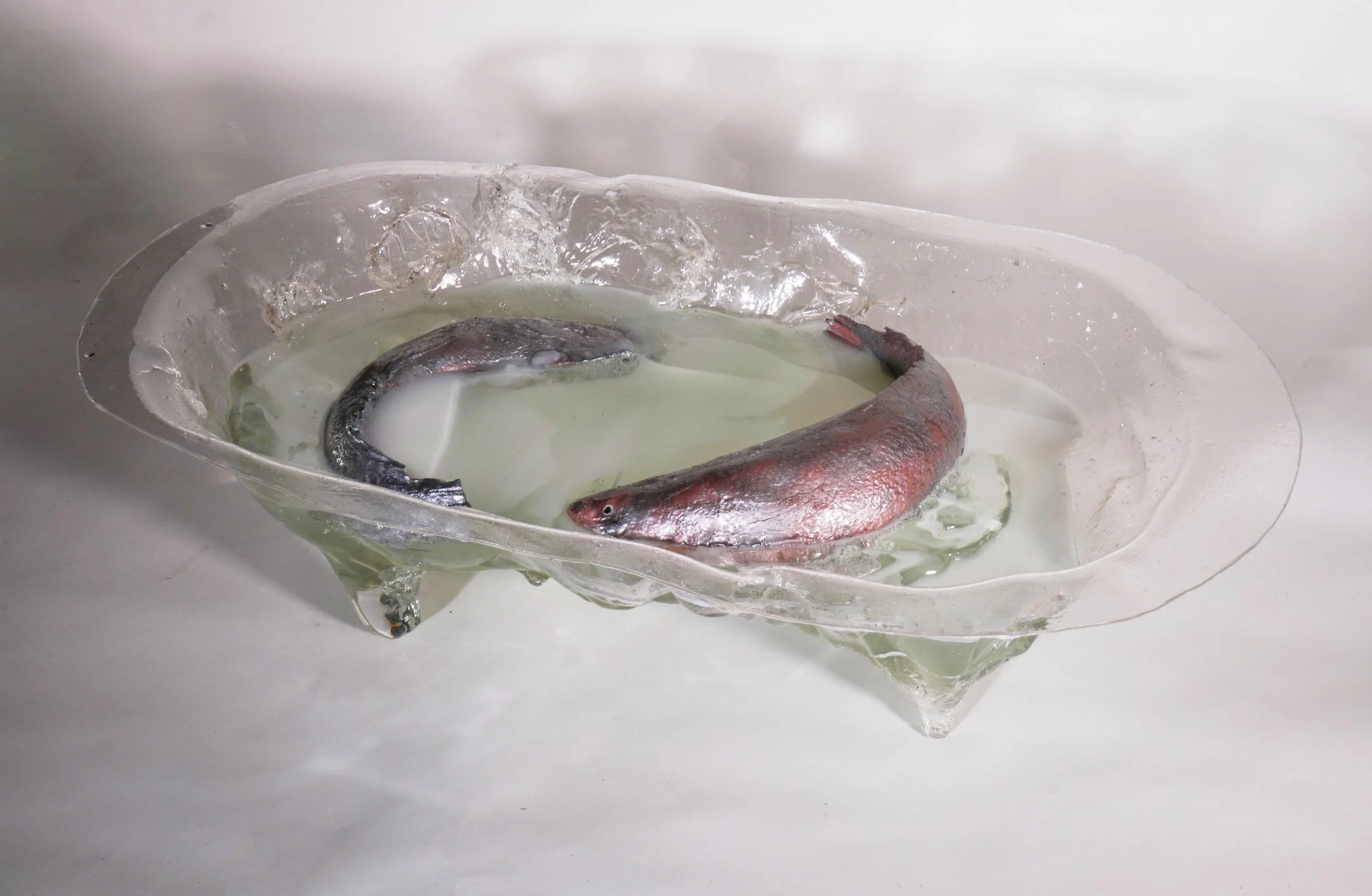 Aunt Elecia's Fish Dream, 8" x 17.5" x 31", plexiglass, spray foam casting, resin, 2022