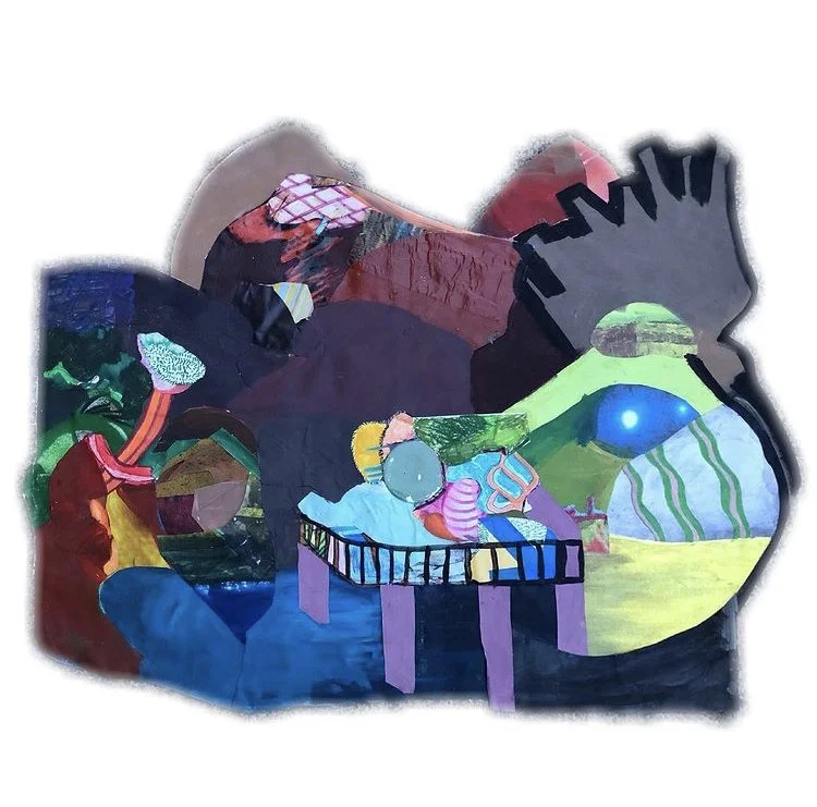 The Devils Playground, mixed media collage on wood, 2018