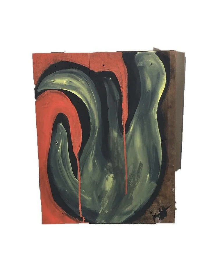 Flame, paint on wood, 2018