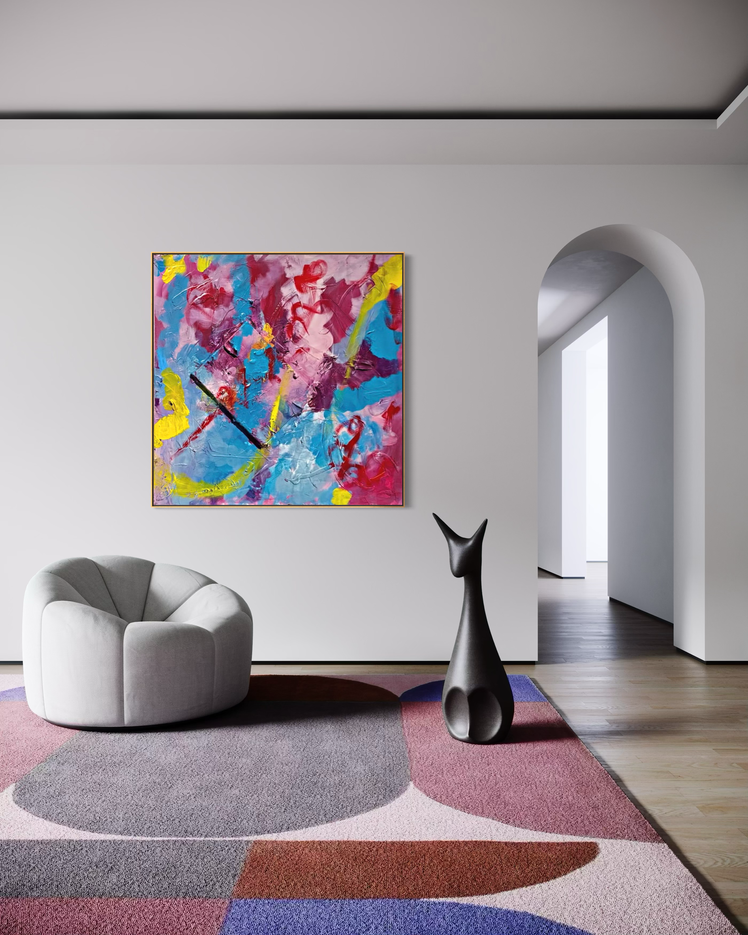 LETTRE A LA MER | Original Artwork — Linen Canvas Size: 120 × 120 cm  47.2 × 47.2 in