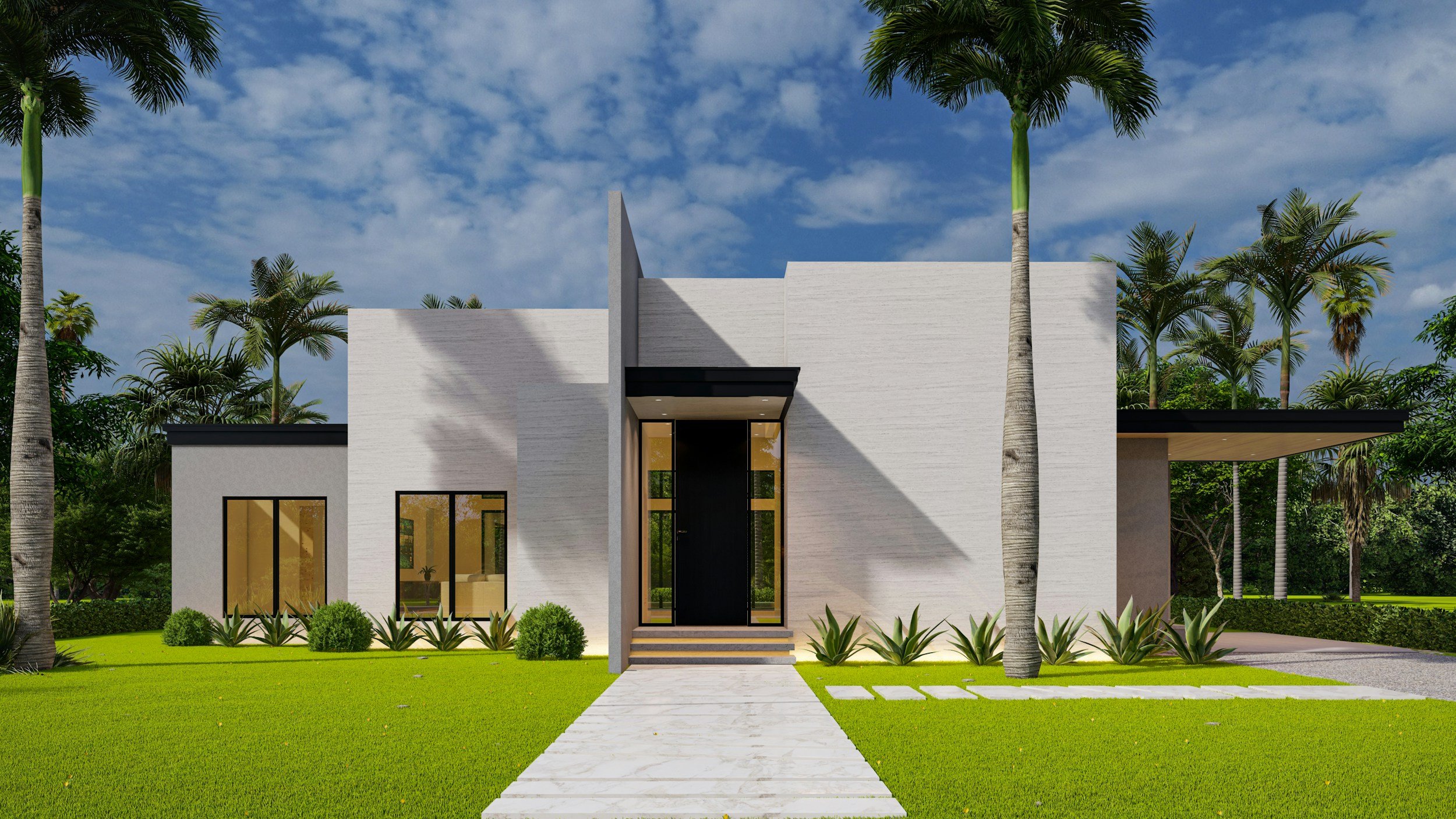 Modern luxury home in Miami, Florida featuring contemporary architecture and tropical landscaping