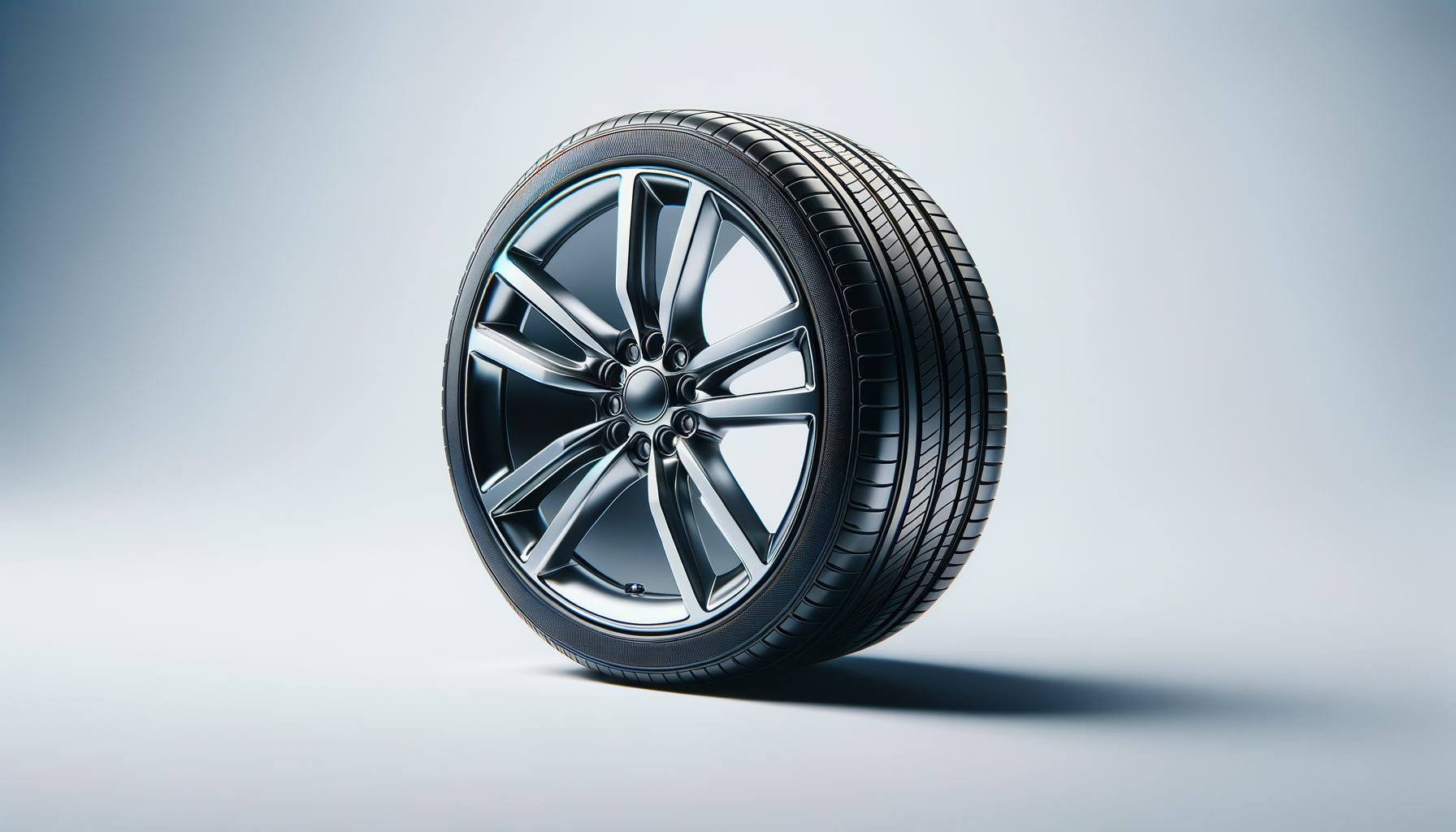 Two car tires stacked against a plain light gray background.