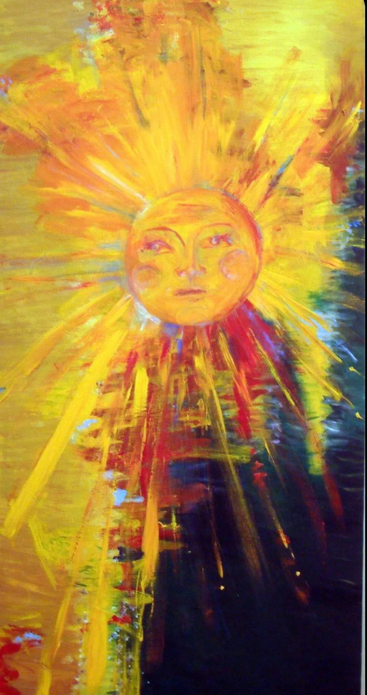 painting of sun with a face