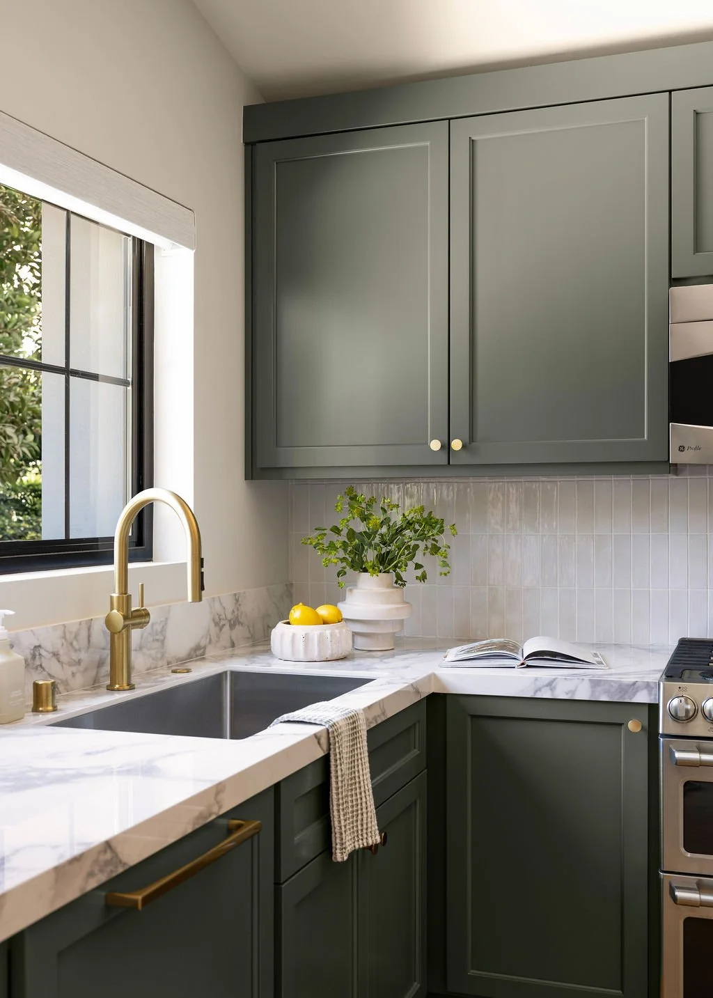 Danville ADU Interior Design with Green Kitchen 