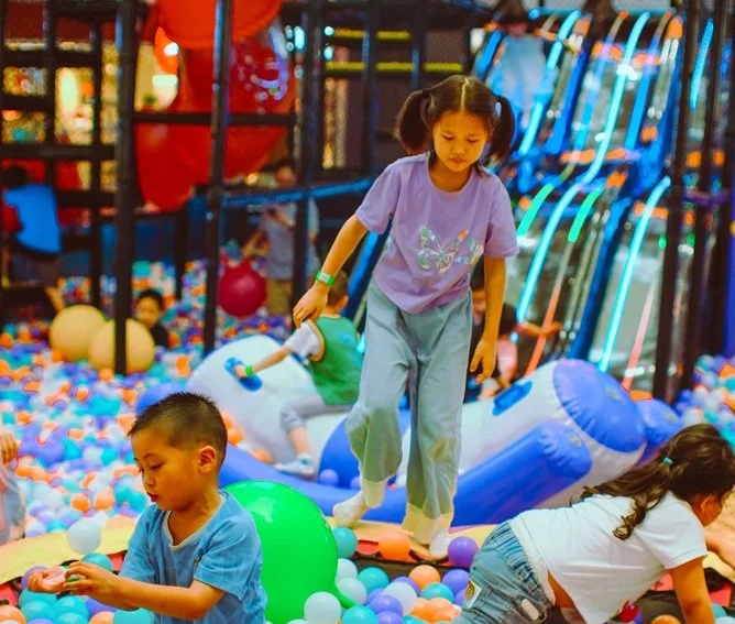 Kids playing at indoor playground