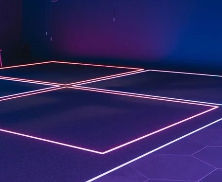 Blue and pink digital floor