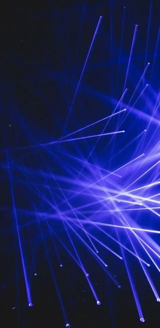 Blue and white laser lights