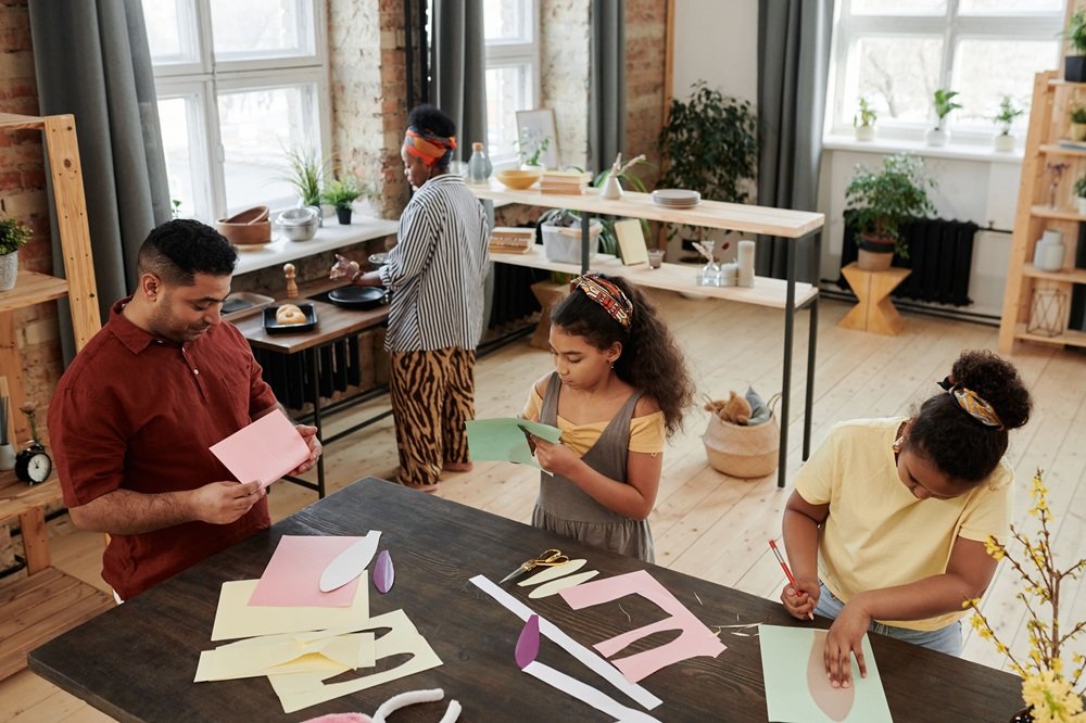 Family crafting together