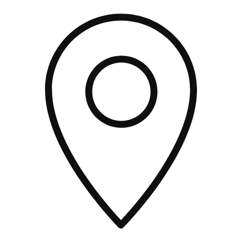 Icono de marcador de ubicación en color negro sobre fondo transparente.