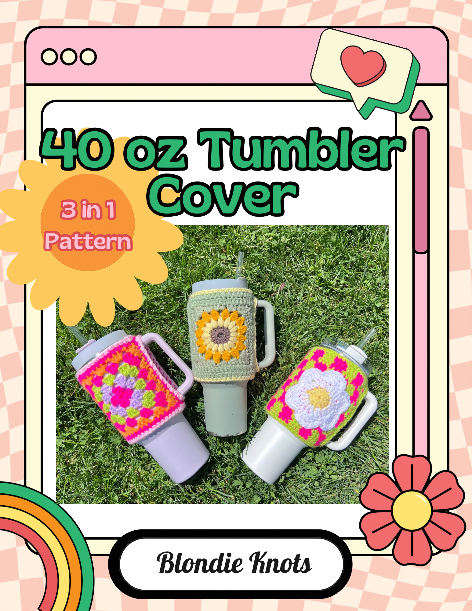 40 oz Tumbler Cover ( 3 in 1 ) Crochet Pattern