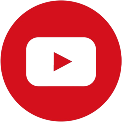 YouTube play button icon inside a red circle.