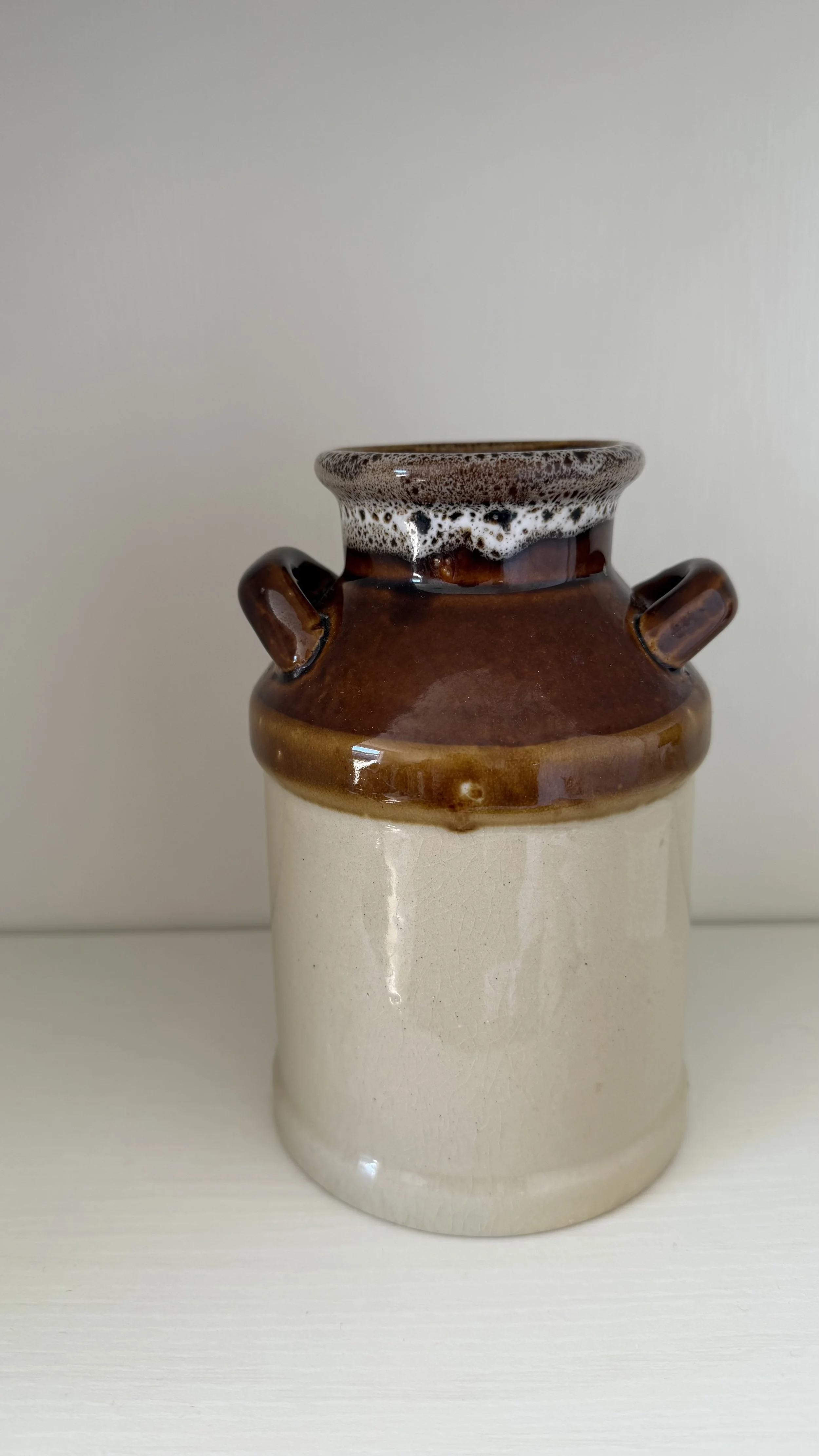 Vintage Two-Handle Stoneware Vase