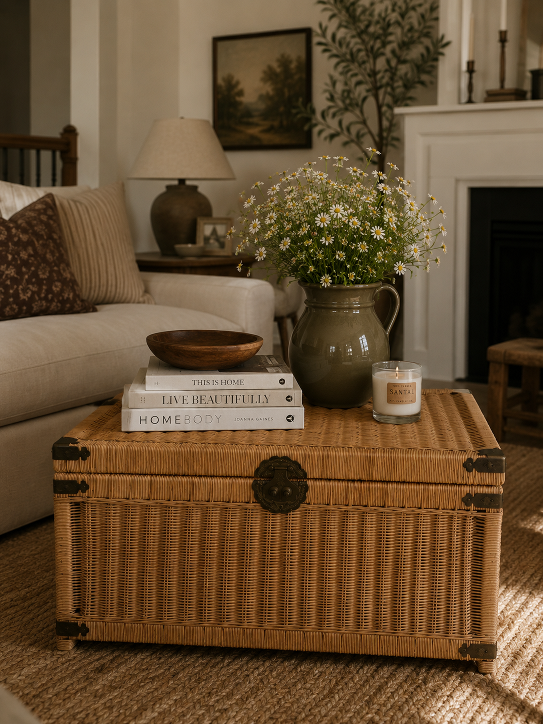 1920s Vintage Wicker Storage Chest