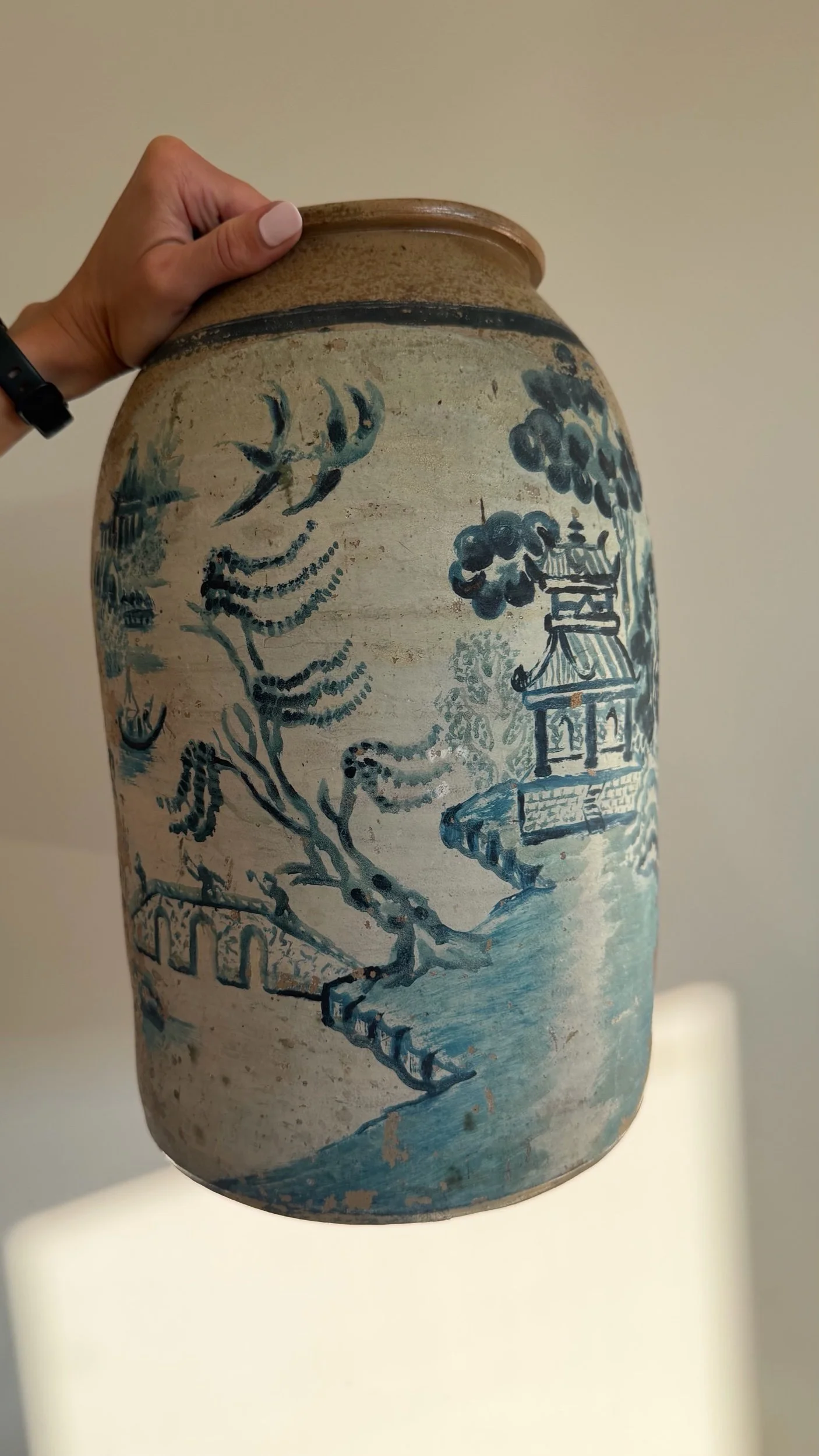 Antique Chinese Canton Stoneware Ginger Jar