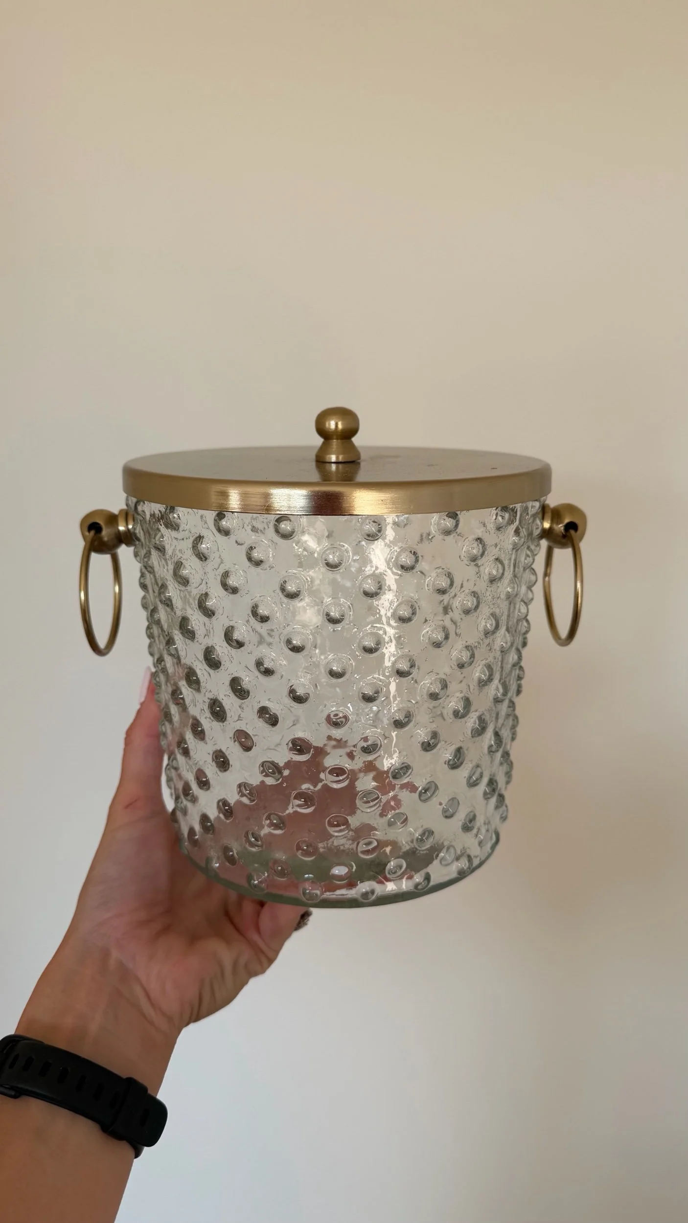 Hobnail Glass Ice Bucket