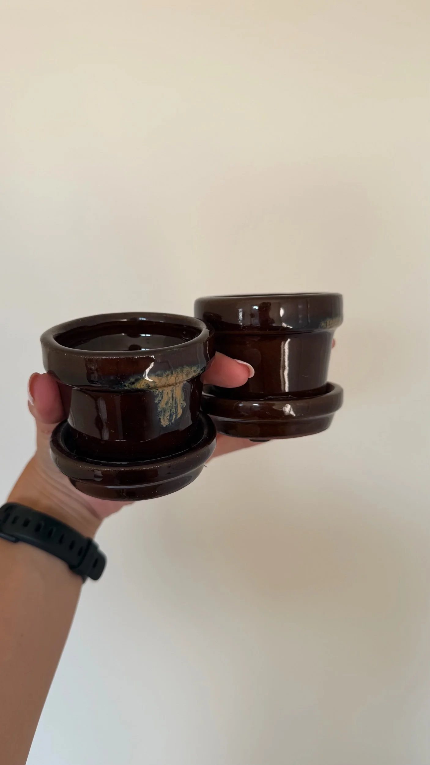 Set of 2 Mini Glazed Planters