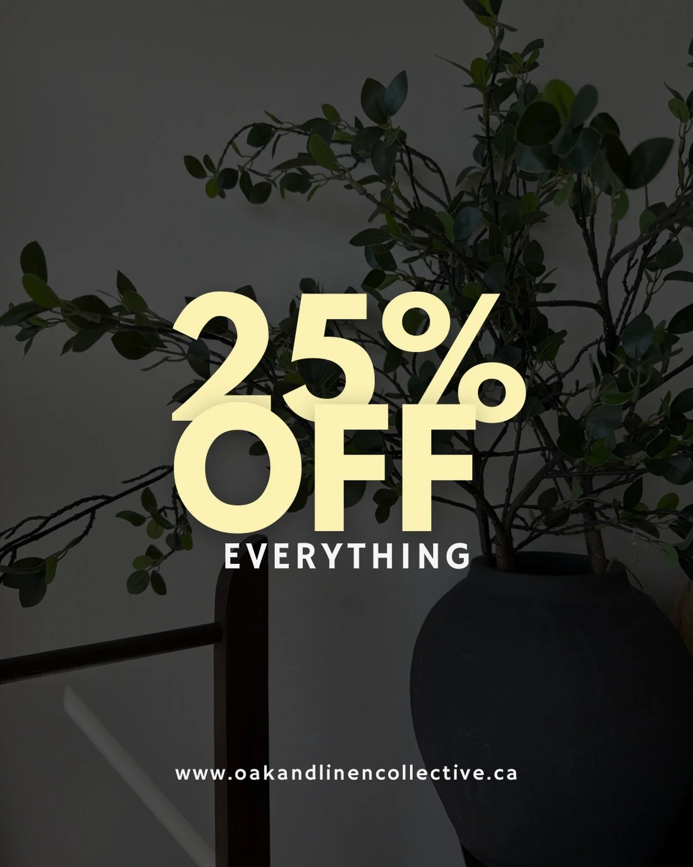 PRIME WEEK, but make it OAK &amp; LINEN. 

For ONE WEEK ONLY, everything is 25% OFF SITEWIDE 

No code needed &mdash; your discount is automatically applied at checkout.

Need to get a head start on holiday gifting? 
Have something you&rsquo;ve been 