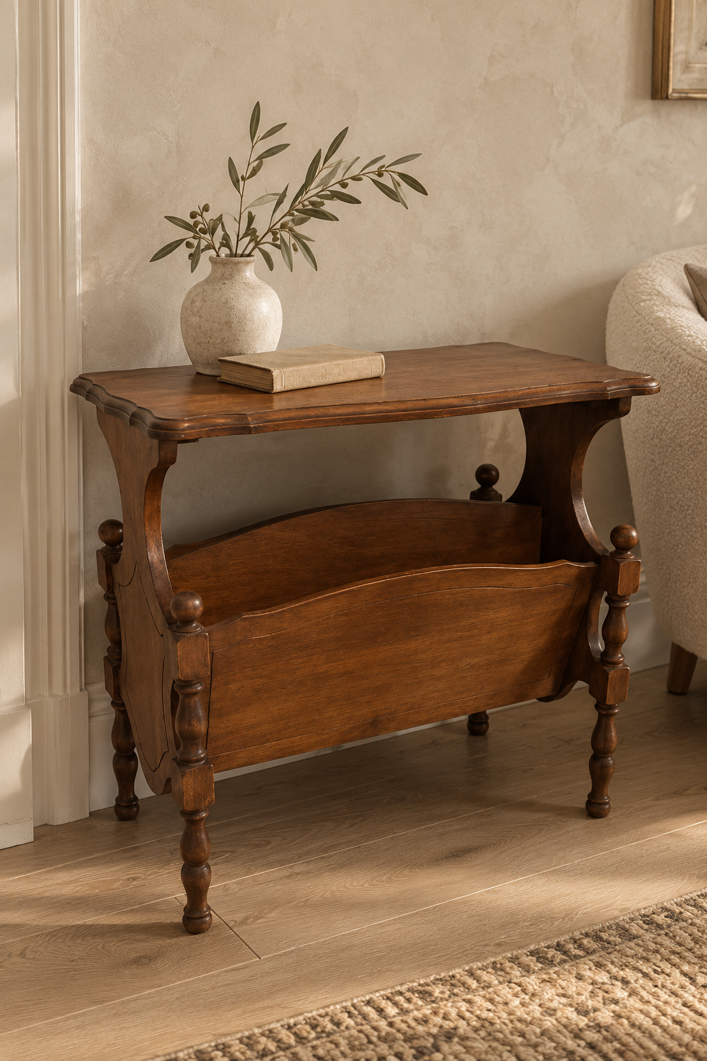 Vintage Wooden Magazine Rack Table