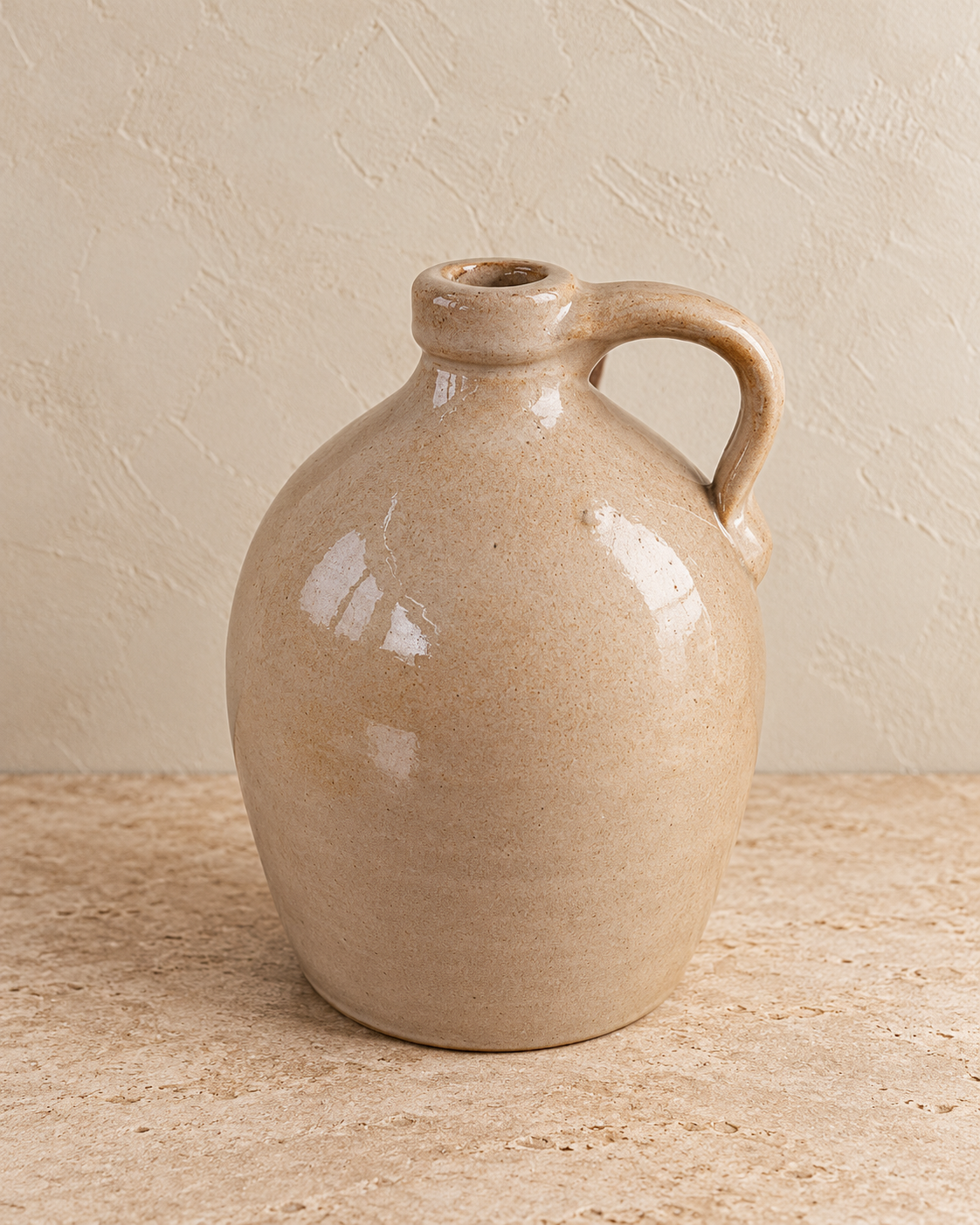 Vintage Stoneware Jug in Warm Sand