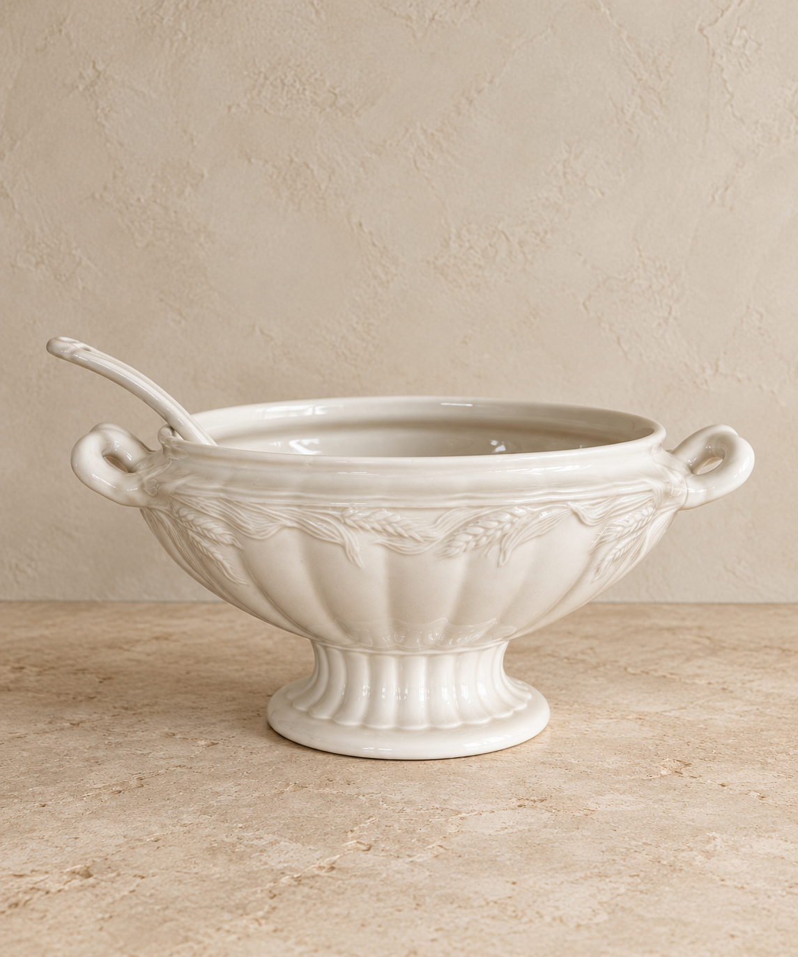 Vintage Royal Crownford Ironstone Pedestal Serving Bowl with Spoon | English Ironstone