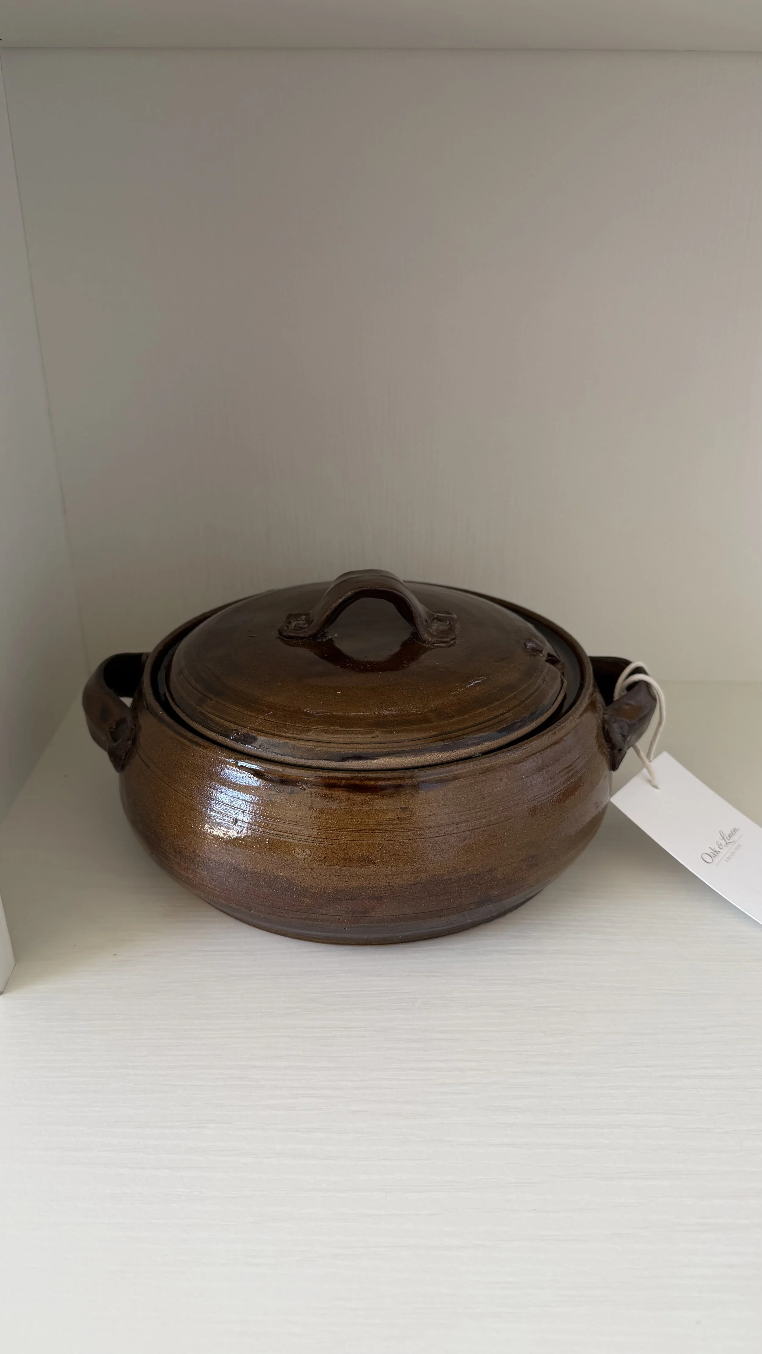 Vintage Brown Pottery Bean Pot