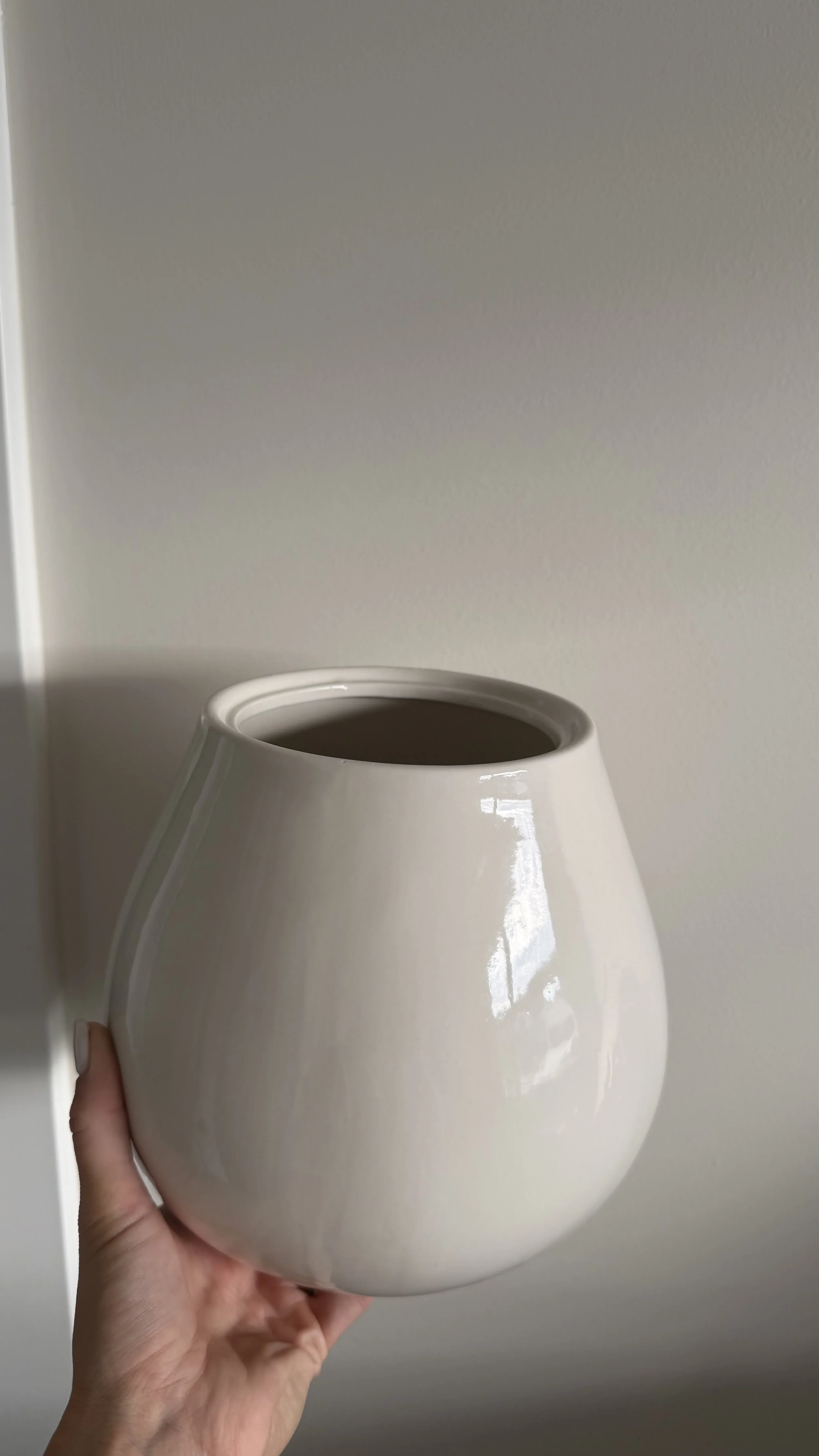 Large White Glazed Ceramic Vase