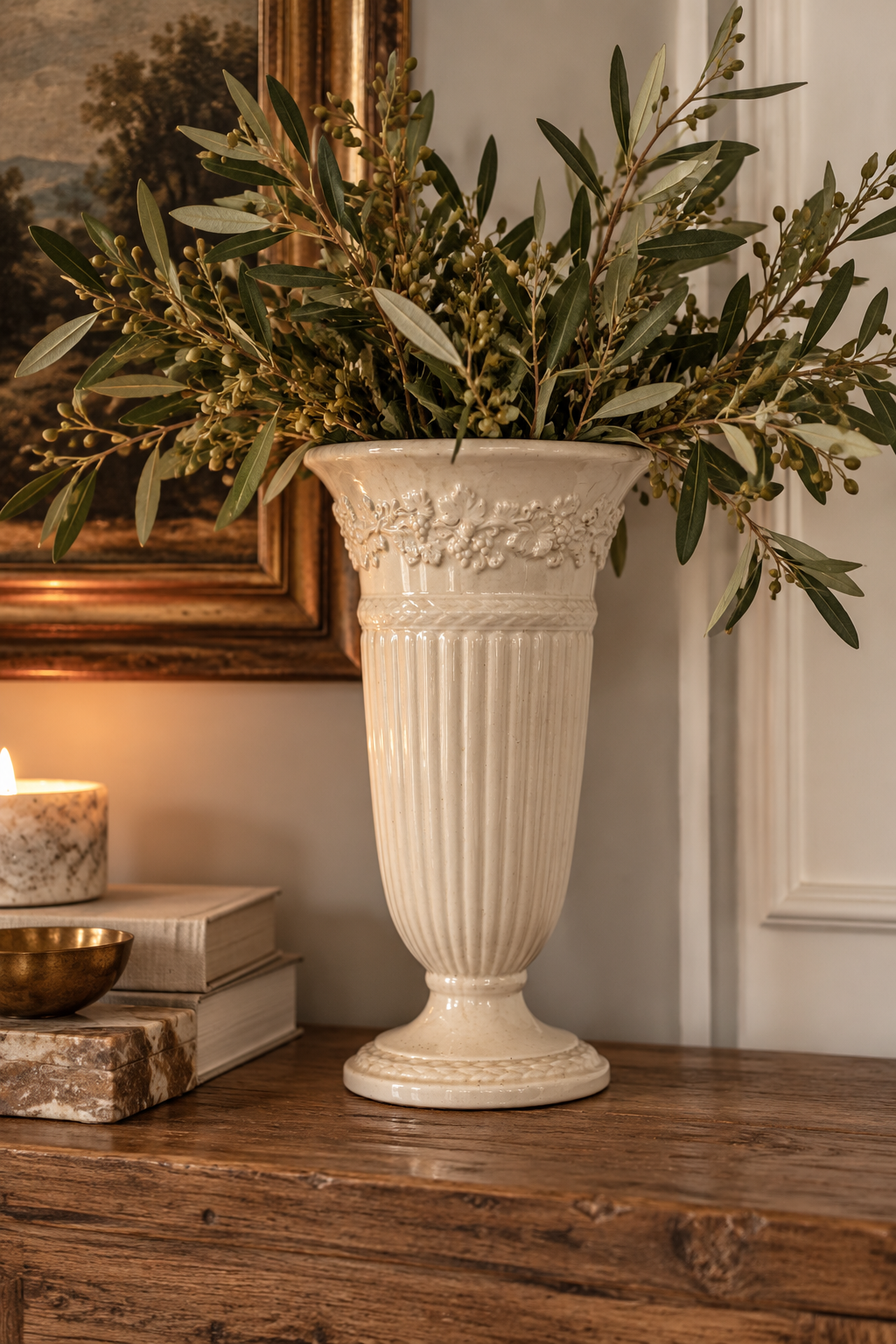 Wedgwood Embossed Queen's Ware Trumpet Vase | Circa 1940s